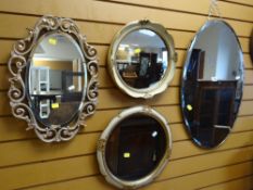 FIVE VARIOUS WALL MIRRORS