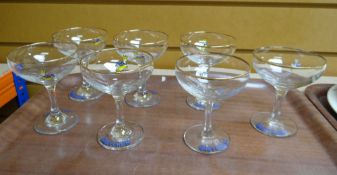 SEVEN VINTAGE BABYCHAM GLASSES (2 FIRST EDITION)