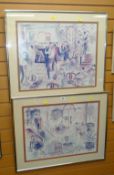 TWO FRAMED LIMITED EDITION PRINTS BY M.GLYN, 62/100 and 52/100, depicting stylized 1930's art deco