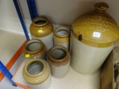 ASSORTED VINTAGE STONEWARE JARS / BOTTLES to include large example Stallard Worcester Distillery