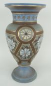 DOULTON LAMBETH SILICON WARE VASE of obovoid form, flared neck and spreading foot, decorated with