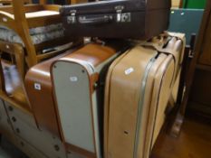 FOUR ITEMS OF VINTAGE SUITCASES including two zip opening by 'Casual'