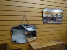 TWO VINTAGE BEVEL EDGED WALL MIRRORS