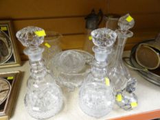 ASSORTED GLASS including decanters, jug, bowl, claret jug ETC