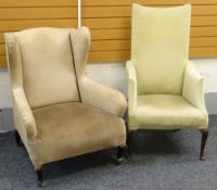 ANTIQUE WINGBACK ARMCHAIR / VINTAGE HIGH-BACK ARMCHAIR both for re upholstering