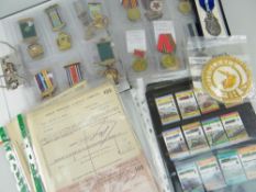 FOLDER CONTAINING SOME FOREIGN MILITARY MEDALS & MASONIC JEWELS, together with a folder containing