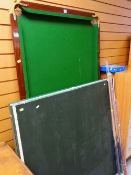 RILEY QUARTER SIZE SNOOKER TABLE, together with balls and cues, and a table tennis table
