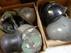 VINTAGE MILITARY HELMETS, British, German, French (9 in total)