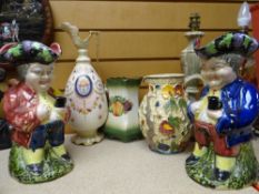 TWO LARGE SHORTER BROTHERS TOBY JUGS, together with a H. J Wood Indian tree jug ETC
