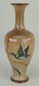 DOULTON LAMBETH FLORENCE BARLOW DECORATED VASE of obovoid form, narrow flared neck, with three