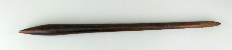 SOUTH-SEAS HARDWOOD FIGHTING STICK OR THROWING CLUB of slender elongated tapering form, both ends