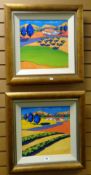 TWO MODERN OILS ON CANVAS of Mediterranean village scenes, signed, both 34 x 34cms