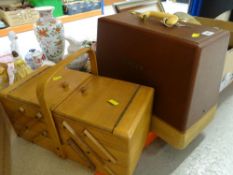CASED SINGER SEWING MACHINE, together with a cantilever sewing box