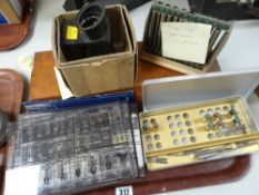 ASSORTED VINTAGE DENTISTRY ITEMS including storage boxes, slide viewer, case of slides, magazine