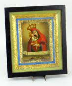 RUSSIAN ICON OF THE VIRGIN MARY HOLDING INFANT JESUS believed early nineteenth century, possibly