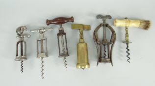 GROUP OF SIX VINTAGE CORKSCREWS to include James Healy & Sons Limited A1 double leaver, D.R.G.M