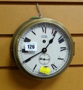 BRASS 'SMITHS EMPIRE' BULKHEAD STYLE WALL CLOCK