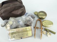 ASSORTED PRE-DECIMAL COINAGE / MINER'S TOBACCO TIN / BRASS WATCH CASE ETC