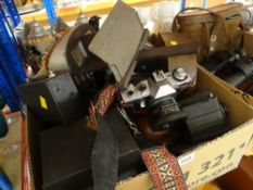 ASSORTED CAMERAS & EQUIPMENT including Praktica LV2, Kodak, Voigtlander Brilliant camera, boxed