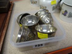 SIX (POSSIBLY CONTINENTAL SILVER) SMALL BEAKERS