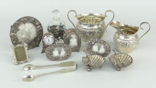 ASSORTED SILVER & SILVER PLATED ITEMS to include silver twin-handled sucrier and matching cream jug,