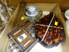 ASSORTED COLLECTABLES includes vintage wooden desk calendar, art nouveau style mirror ETC