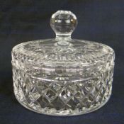 WATERFORD CRYSTAL GLASS COVERED BON-BON DISH heavy quality with classic-cut decoration and dimpled