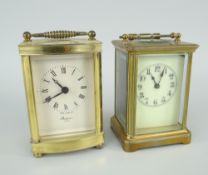 VINTAGE BRASS ENCASED CARRIAGE CLOCK & LATER CARRIAGE CLOCK the earlier example with ivorine