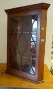 ANTIQUE ASTRAGAL GLAZED MAHOGANY HANGING CORNER CUPBOARD