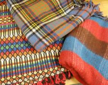 PORTUGUESE WOVEN RUG and two woolen blankets