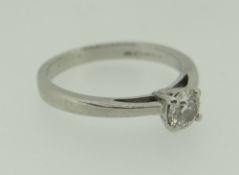 PLATINUM (950) DIAMOND SOLITAIRE RING (0.3ct approx. diamond weight), 3.5grams