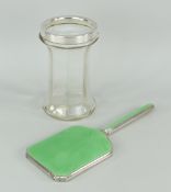 GLASS VASE WITH SILVER RIM / SILVER & GUILLOCHE ENAMEL VANITY MIRROR
