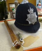 METROPOLITAN POLICE HELMET, together with a Metropolitan Police whistle by Hudson & Co, and a