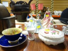 ASSORTED CERAMICS including Royal Doulton figures 'The Bridesmaid', 'Summer Scent', Aynsley cup