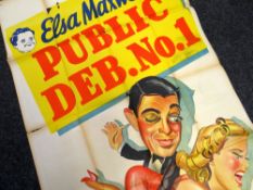 TWO ORIGINAL 1940 CINEMA POSTERS 'City of Chance' & 'Public Deb No.1', both posters numbered, folde