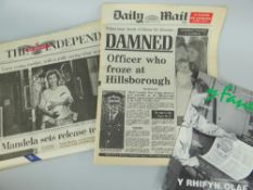 VARIOUS NOTABLE PRINTS OF LATE TWENTIETH CENTURY NEWSPAPERS including 'Y Faner' from April 17th