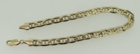 9CT YELLOW GOLD FLAT LINK BRACELET, 6.7grams