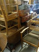 BARLEY TWIST GATE-LEG TABLE with set of four vintage James Shoolbred & Co. railback chairs,