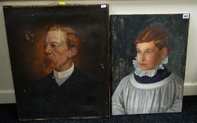 R. D. A. LAMB oil on canvas, two - choir-boy wearing surplice and ruff, 56 x 41cms, together with