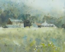 ANDREW DOUGLAS FORBES watercolour - farm with outbuildings, signed and dated 1997, 12.5 x 15cms
