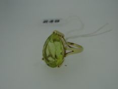 14K YELLOW GOLD SET LEMON-QUARTZ RING, 6.5gms