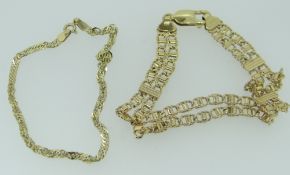 TWO 9CT YELLOW GOLD BRACELETS 11gms