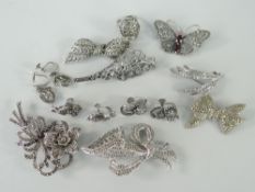 MARCASITE JEWELLERY comprising brooches, earrings and dress ring