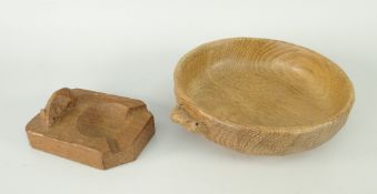 ROBERT 'MOUSEMAN' THOMPSON DISH carved with mouse-signature, 15.5cms diam together with later