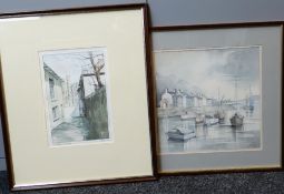 P FENTON watercolours, two - entitled 'Laura Place Aberystwyth', signed and dated 1979, 29 x