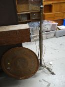 VINTAGE METALLIC STANDARD LAMP & COPPER TRAY