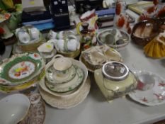 ASSORTED TEAWARE, biscuit barrel ETC