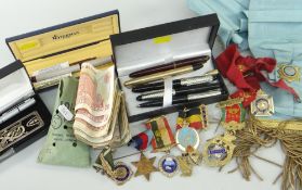 ASSORTED COLLECTABLES to include fountain pens, Royal Order of The Buffaloes regalia including