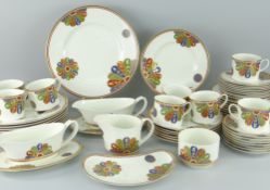 ROYAL WORCESTER 'PAVILION' DINNERWARE circa 1974, decorated in Japanese-fan style with gilding,