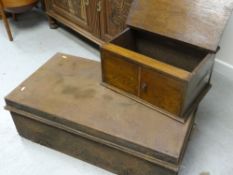 VINTAGE TIN TRUNK & A WOODEN BOX